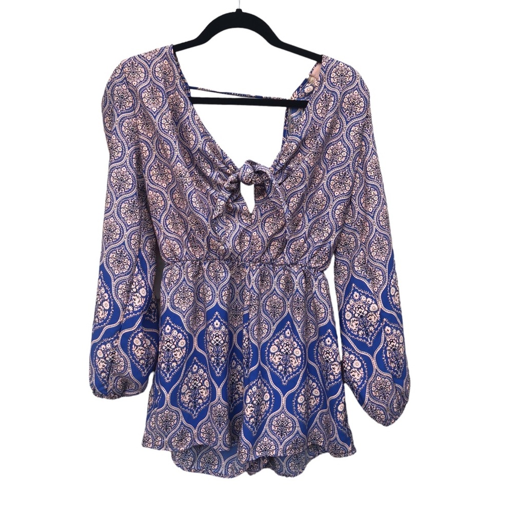 Agaci Bohemian Print Long Sleeve Romper size Medium